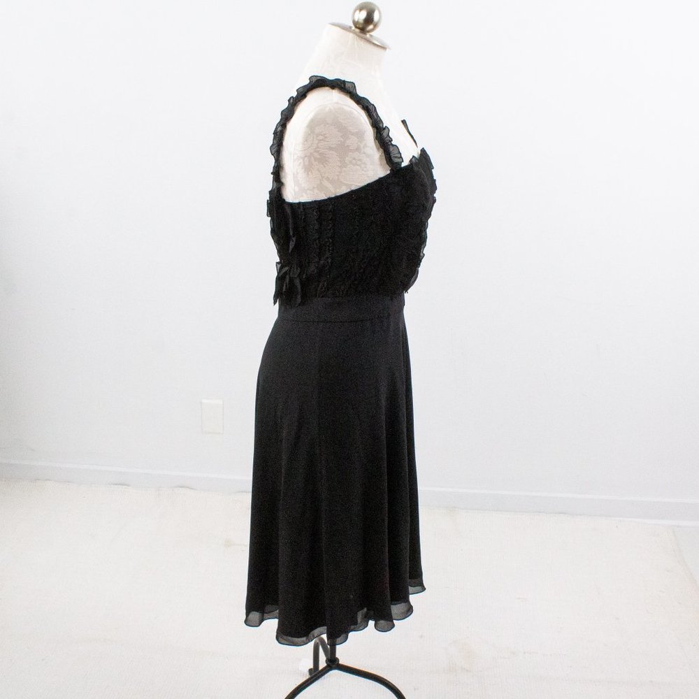 Moschino 8 Silk Ruffle Midi Babydoll Dress LBD - Picture 4 of 14